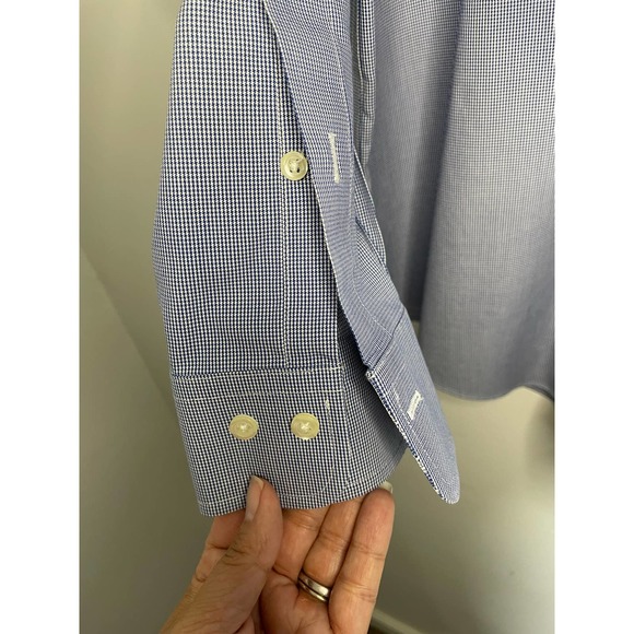 Brooks Brothers Men's Button Down Shirt Blue Non-Iron Slim Fit Size 16 4/5 - Picture 9 of 10